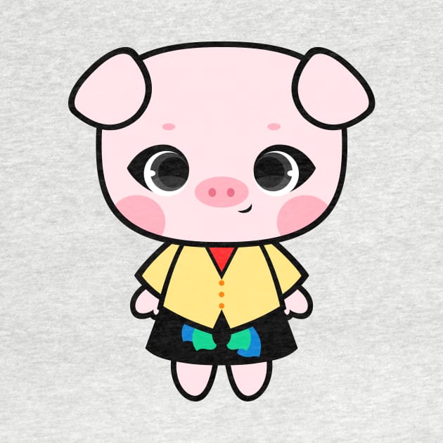 Cute Little Piggy in Ao canh and Black Skirt by alien3287